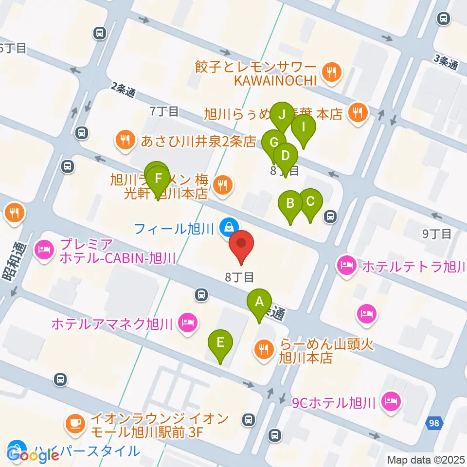 島村楽器 フィール旭川店周辺の駐車場・コインパーキング一覧地図