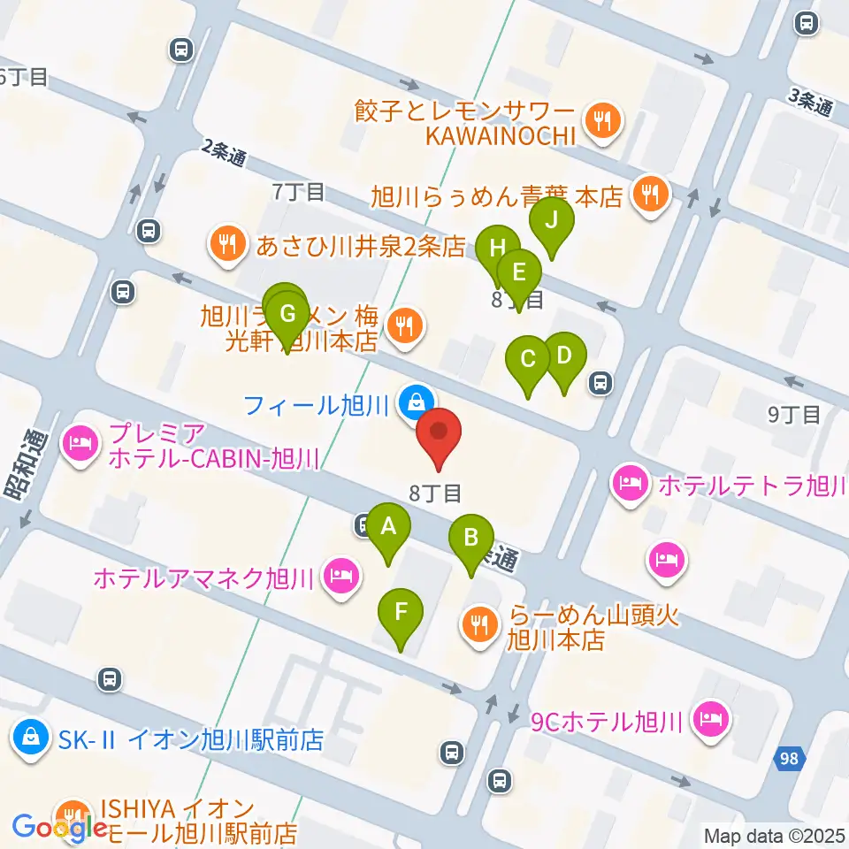 島村楽器 フィール旭川店周辺の駐車場・コインパーキング一覧地図