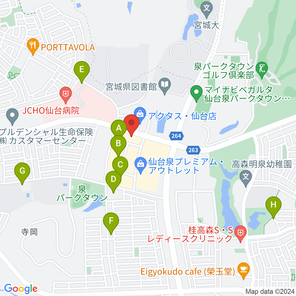 島村楽器 仙台泉パークタウンタピオ店周辺の駐車場・コインパーキング一覧地図