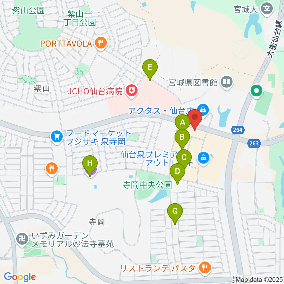 島村楽器 仙台泉パークタウンタピオ店周辺の駐車場・コインパーキング一覧地図