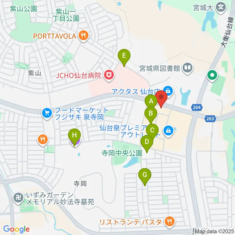 島村楽器 仙台泉パークタウンタピオ店周辺の駐車場・コインパーキング一覧地図