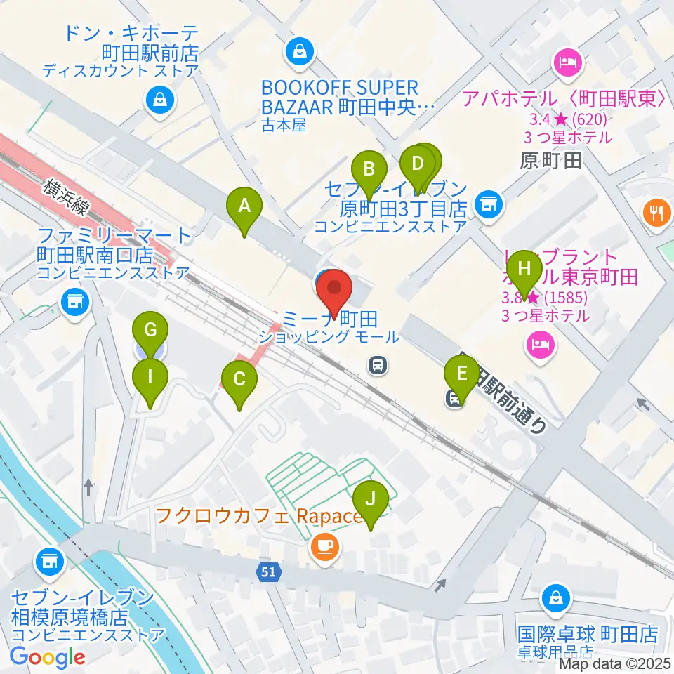 島村楽器 ミーナ町田店周辺の駐車場・コインパーキング一覧地図
