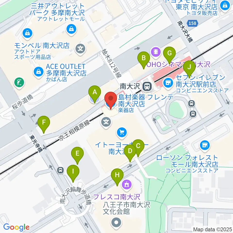 島村楽器 フレンテ南大沢店周辺の駐車場・コインパーキング一覧地図