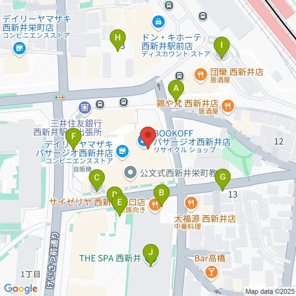 島村楽器 パサージオ西新井店周辺の駐車場・コインパーキング一覧地図