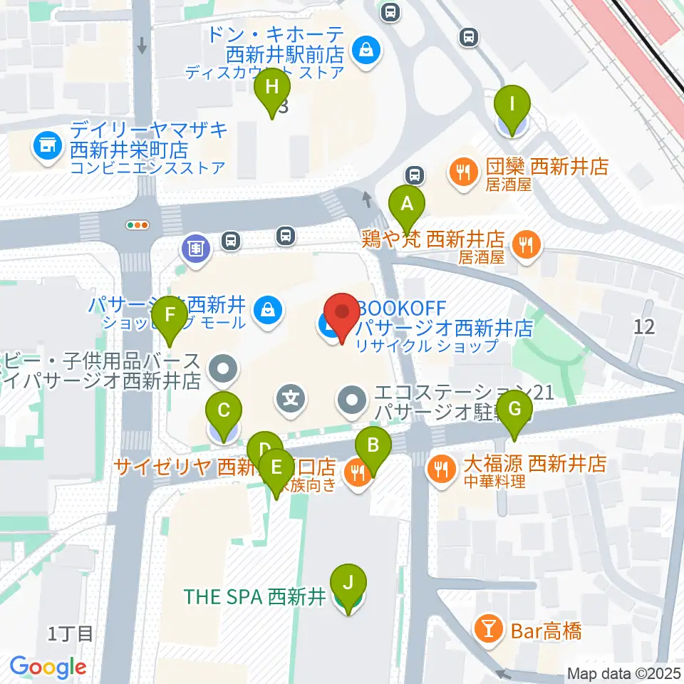 島村楽器 パサージオ西新井店周辺の駐車場・コインパーキング一覧地図
