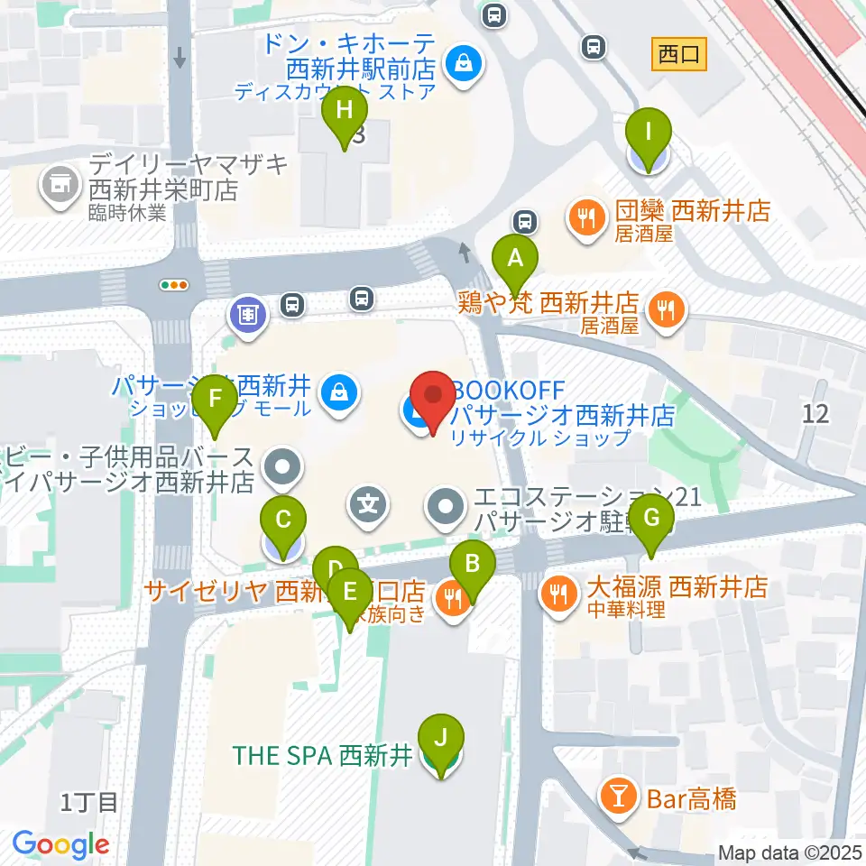 島村楽器 パサージオ西新井店周辺の駐車場・コインパーキング一覧地図