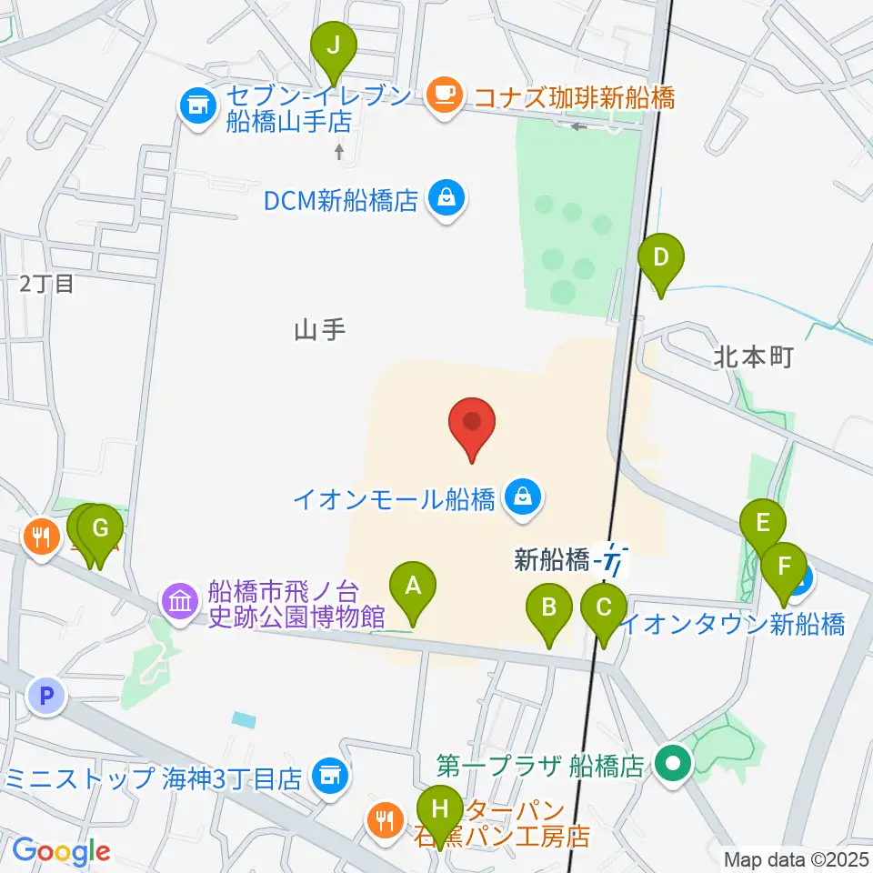 島村楽器イオンモール船橋店周辺の駐車場・コインパーキング一覧地図