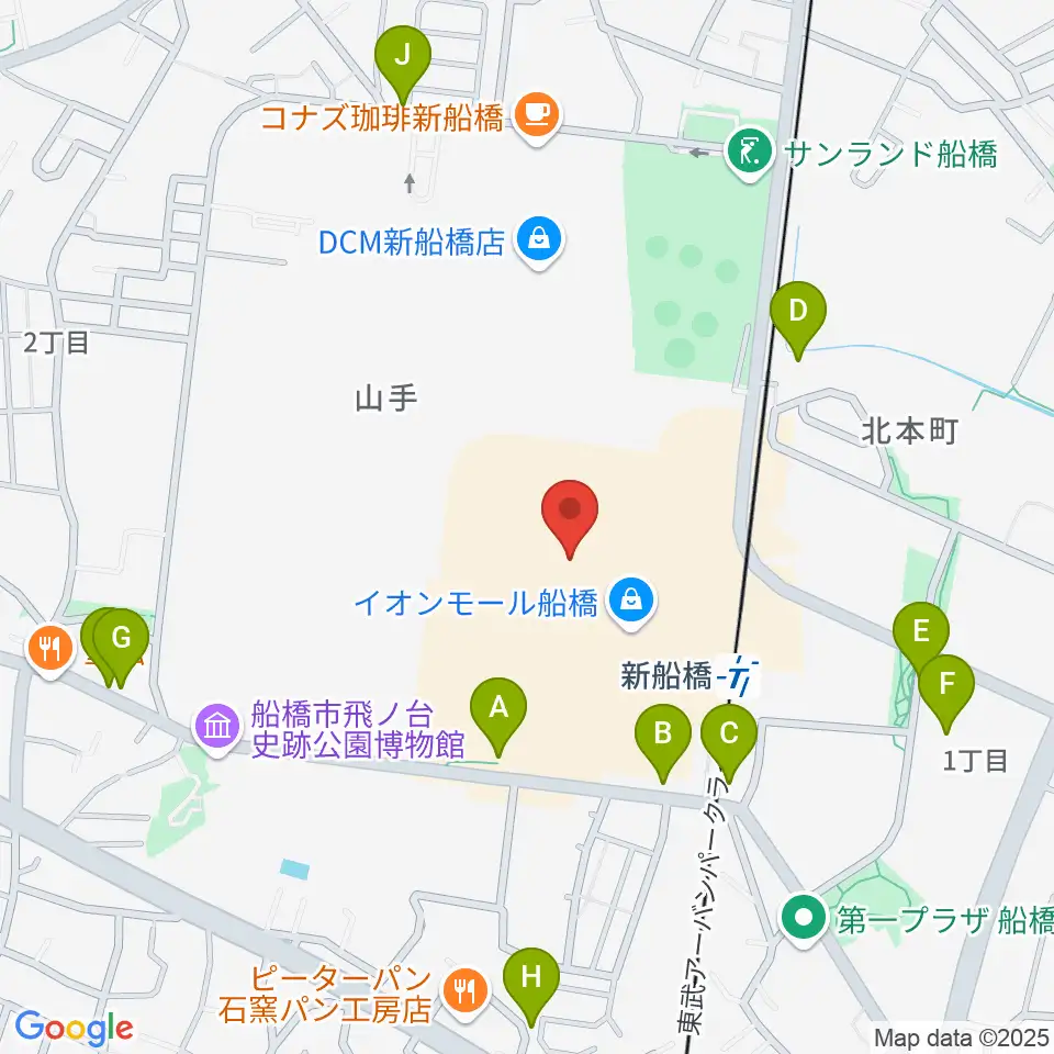 島村楽器イオンモール船橋店周辺の駐車場・コインパーキング一覧地図