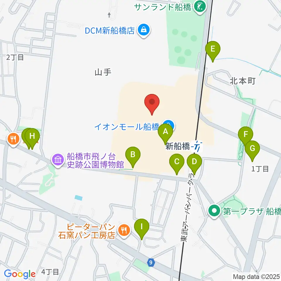 島村楽器イオンモール船橋店周辺の駐車場・コインパーキング一覧地図