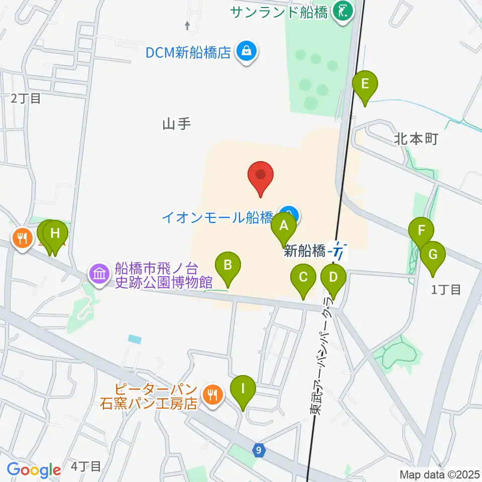島村楽器イオンモール船橋店周辺の駐車場・コインパーキング一覧地図