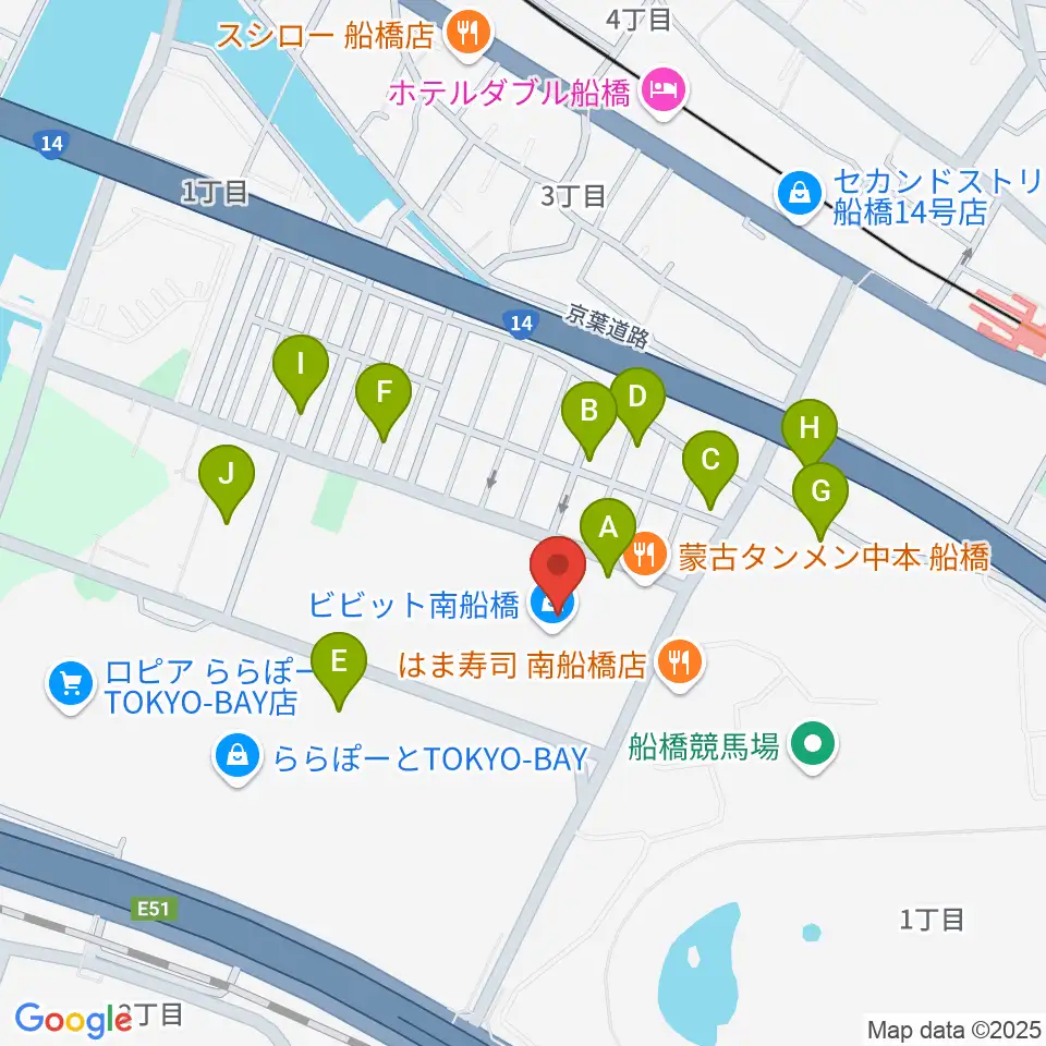 島村楽器 ビビット南船橋店周辺の駐車場・コインパーキング一覧地図