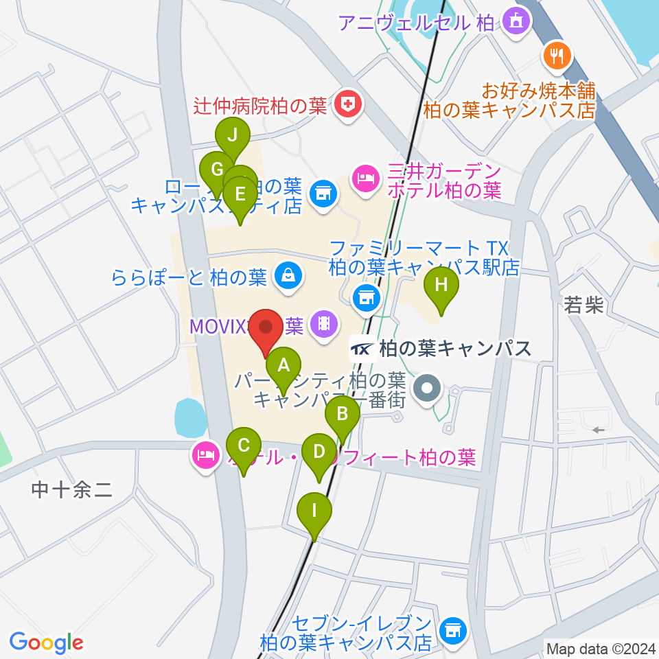 島村楽器 ららぽーと柏の葉店周辺の駐車場・コインパーキング一覧地図