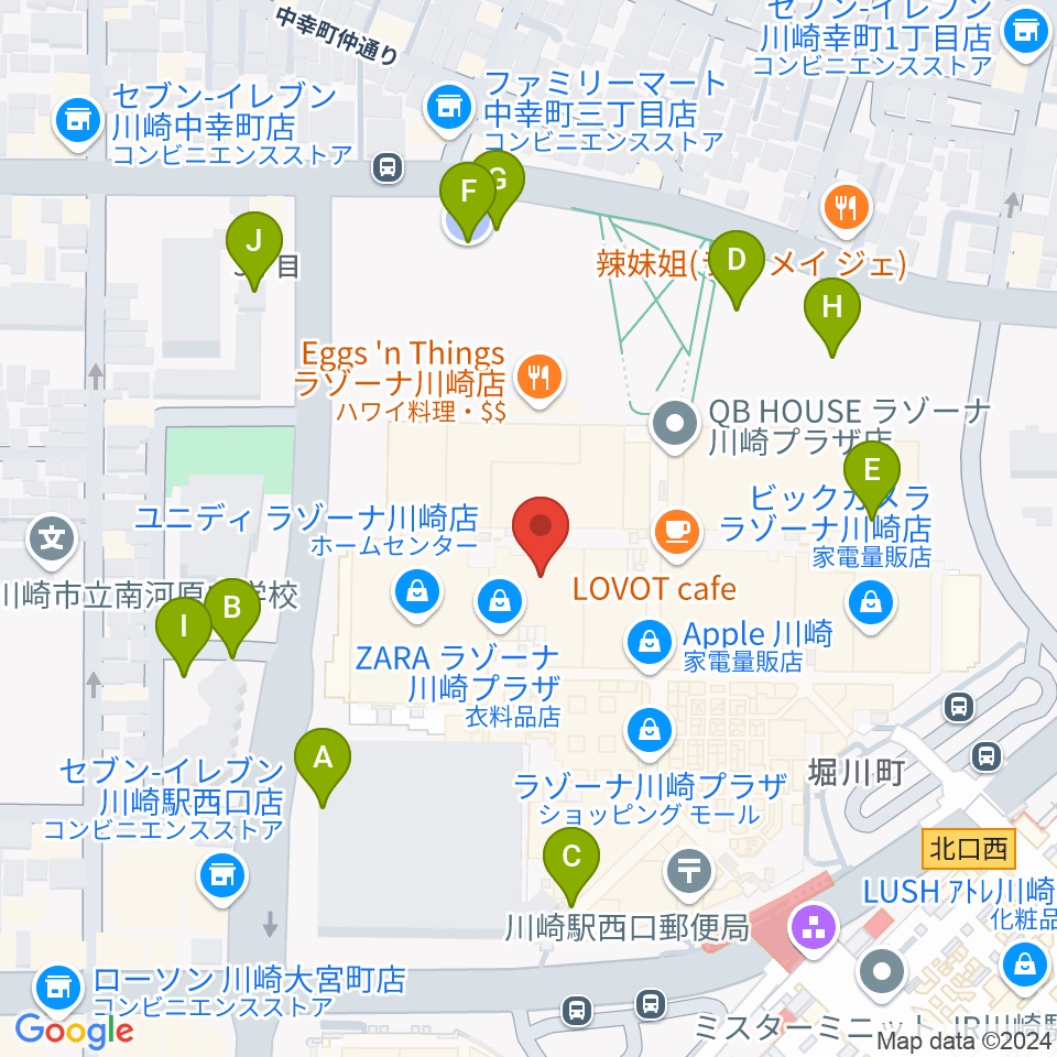 島村楽器 ラゾーナ川崎店周辺の駐車場・コインパーキング一覧地図