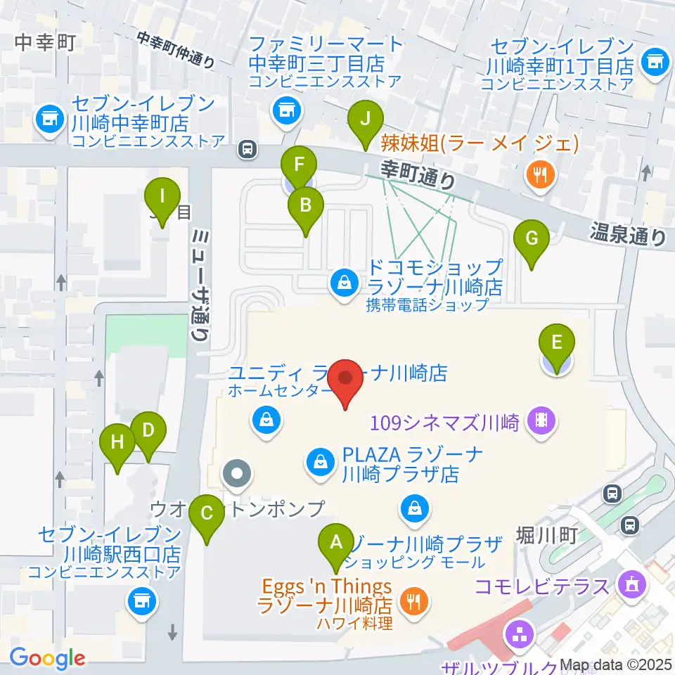 島村楽器 ラゾーナ川崎店周辺の駐車場・コインパーキング一覧地図