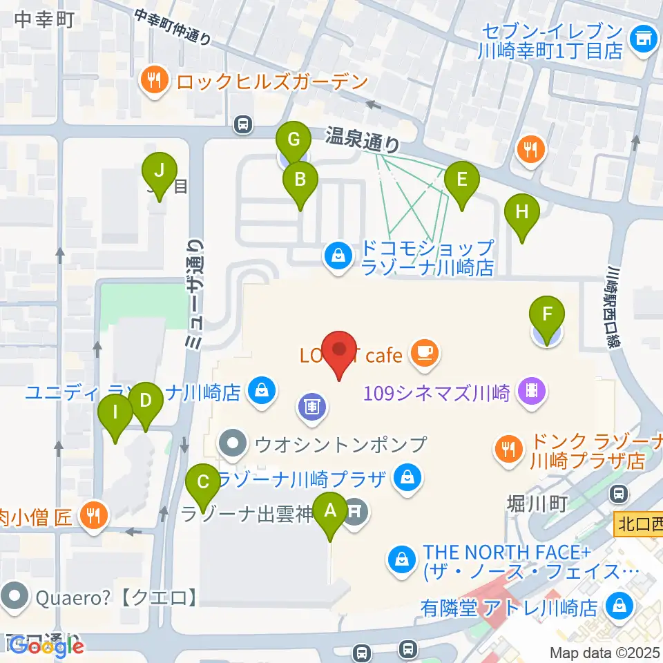 島村楽器 ラゾーナ川崎店周辺の駐車場・コインパーキング一覧地図