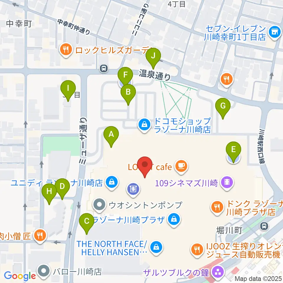 島村楽器 ラゾーナ川崎店周辺の駐車場・コインパーキング一覧地図