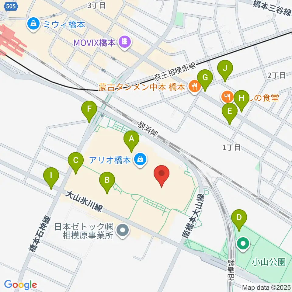 島村楽器 アリオ橋本店周辺の駐車場・コインパーキング一覧地図