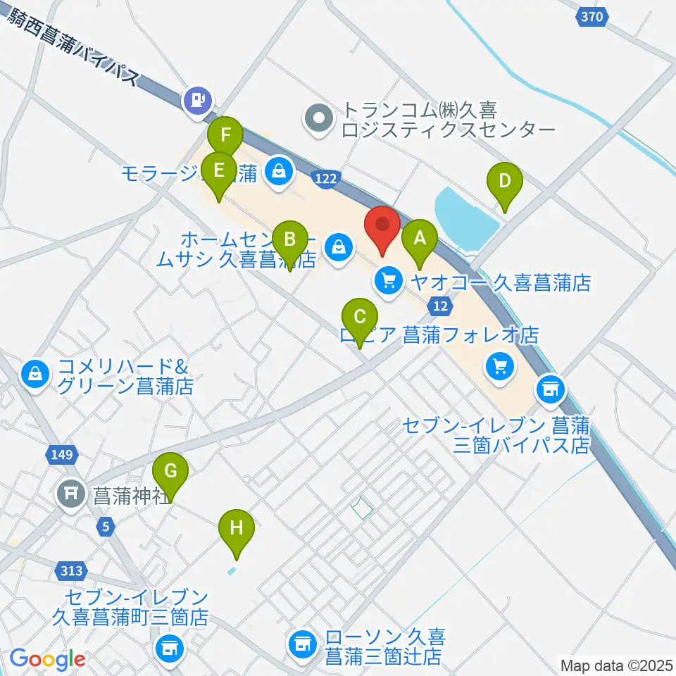 島村楽器 モラージュ菖蒲店周辺の駐車場・コインパーキング一覧地図