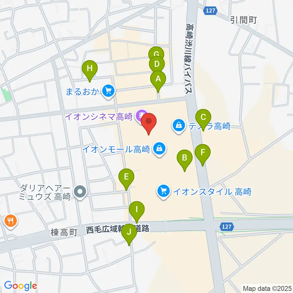 島村楽器 イオンモール高崎店周辺の駐車場・コインパーキング一覧地図