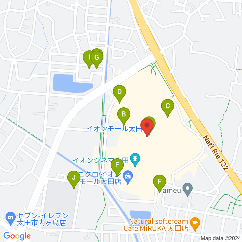 島村楽器 イオンモール太田店周辺の駐車場・コインパーキング一覧地図