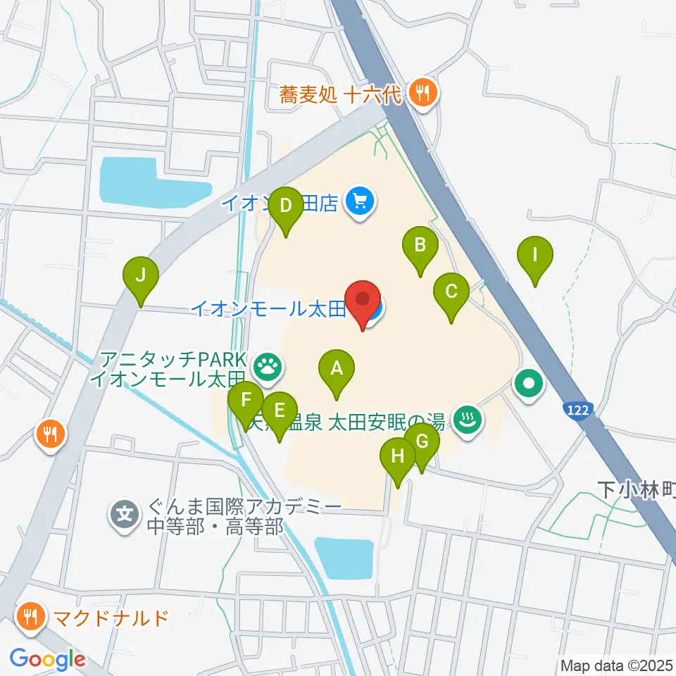 島村楽器 イオンモール太田店周辺の駐車場・コインパーキング一覧地図