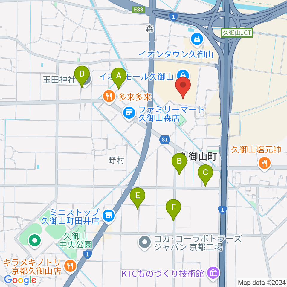 JEUGIA イオンモール久御山店周辺の駐車場・コインパーキング一覧地図