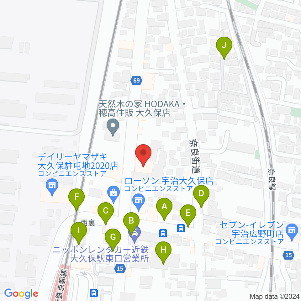 JEUGIA 宇治大久保店周辺の駐車場・コインパーキング一覧地図