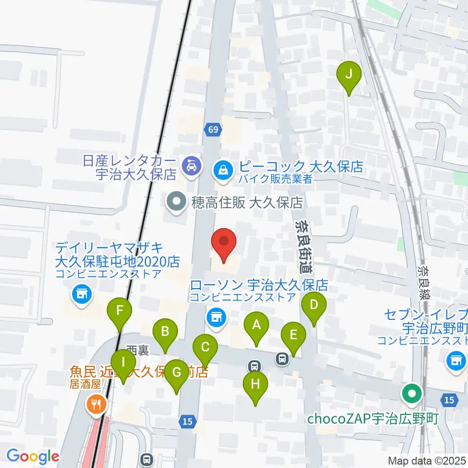 JEUGIA 宇治大久保店周辺の駐車場・コインパーキング一覧地図