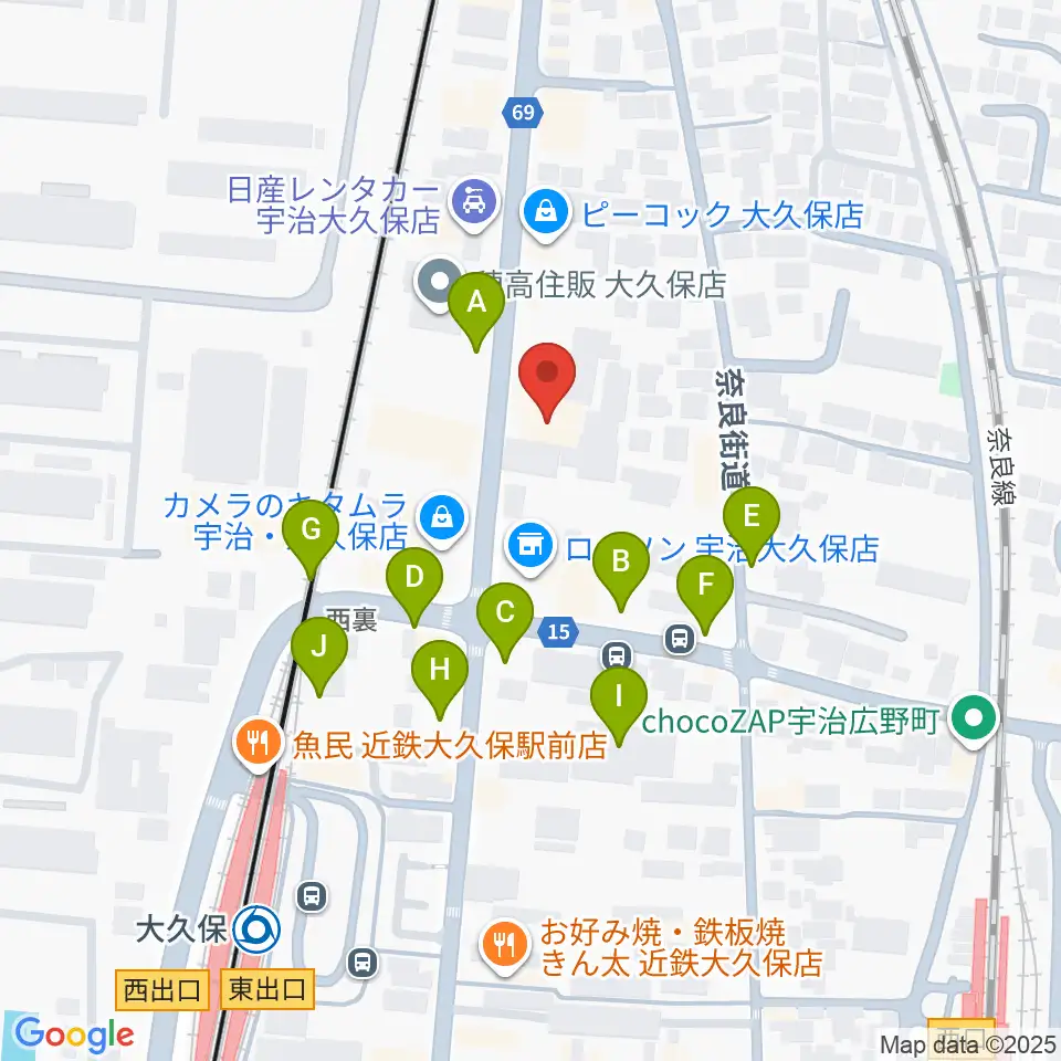 JEUGIA 宇治大久保店周辺の駐車場・コインパーキング一覧地図