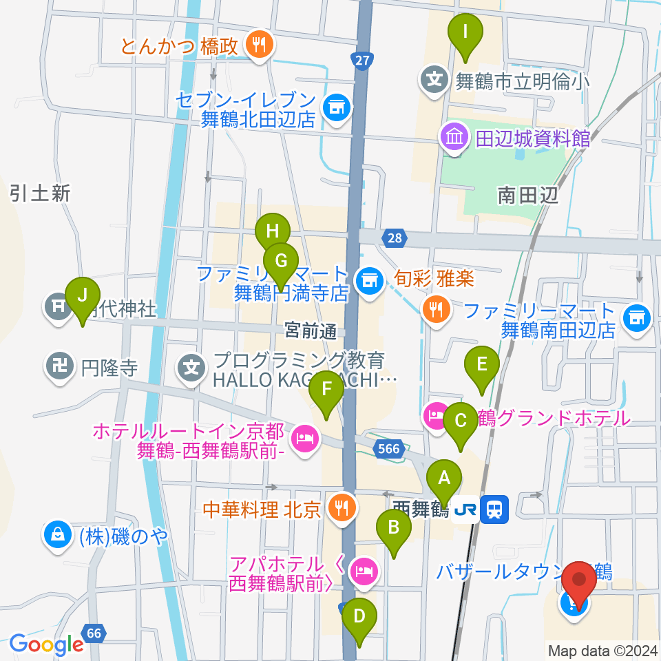 JEUGIA 西舞鶴センター周辺の駐車場・コインパーキング一覧地図