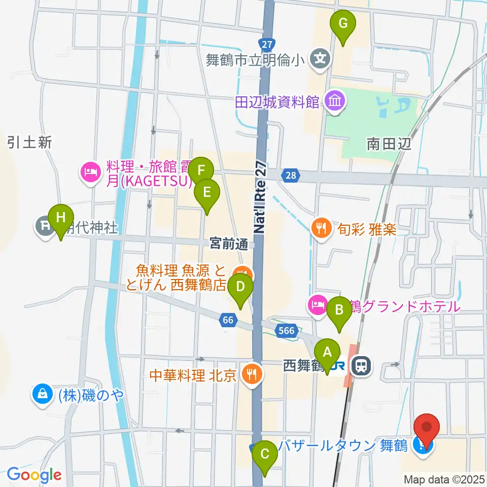 JEUGIA 西舞鶴センター周辺の駐車場・コインパーキング一覧地図