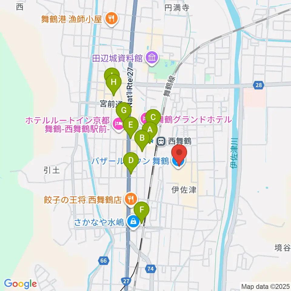 JEUGIA 西舞鶴センター周辺の駐車場・コインパーキング一覧地図