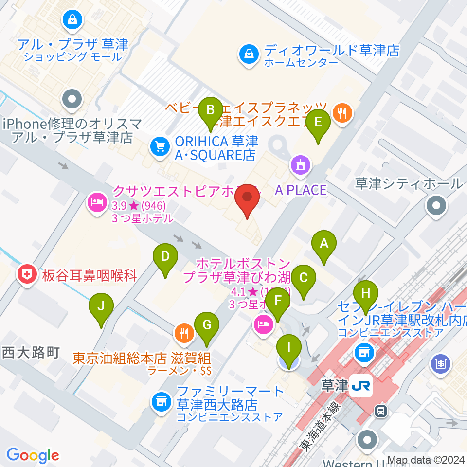 JEUGIA草津Aスクエア店周辺の駐車場・コインパーキング一覧地図