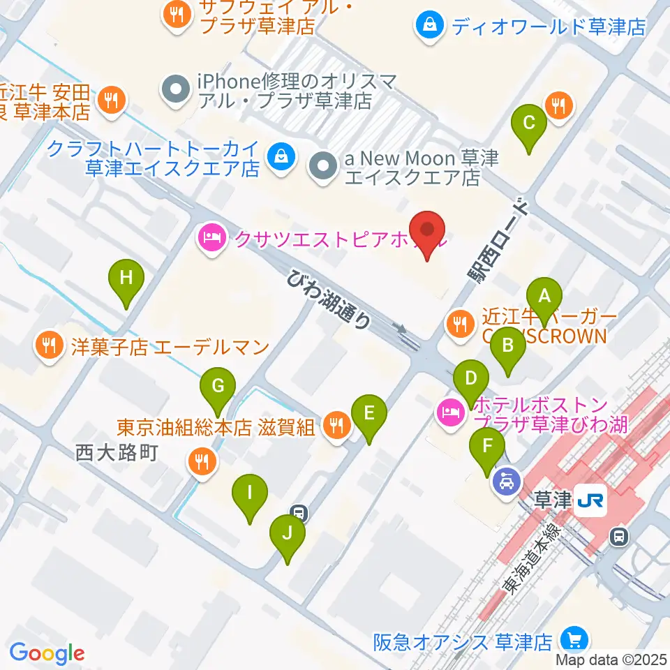 JEUGIA草津Aスクエア店周辺の駐車場・コインパーキング一覧地図