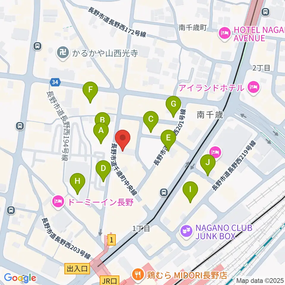 島村楽器 長野店周辺の駐車場・コインパーキング一覧地図
