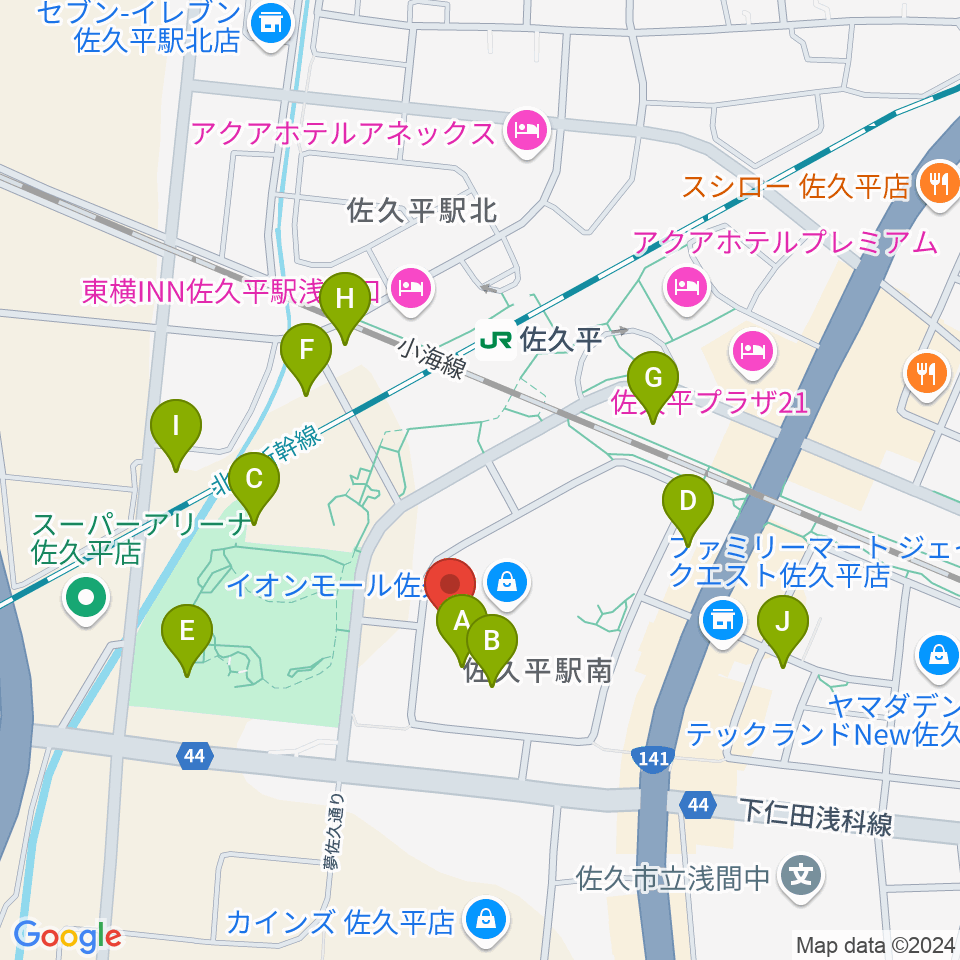 島村楽器 イオンモール佐久平店周辺の駐車場・コインパーキング一覧地図