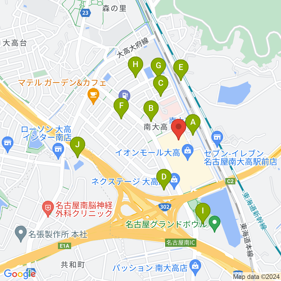 島村楽器 イオンモール大高店周辺の駐車場・コインパーキング一覧地図