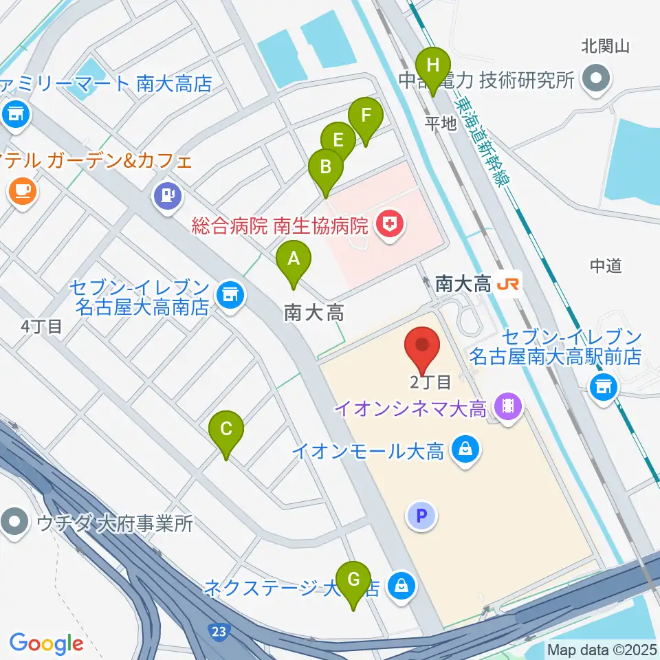 島村楽器 イオンモール大高店周辺の駐車場・コインパーキング一覧地図