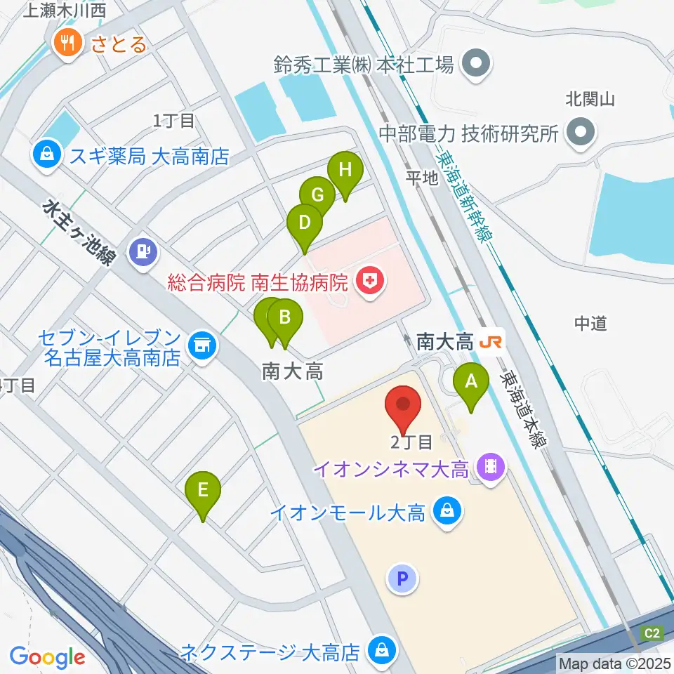 島村楽器 イオンモール大高店周辺の駐車場・コインパーキング一覧地図