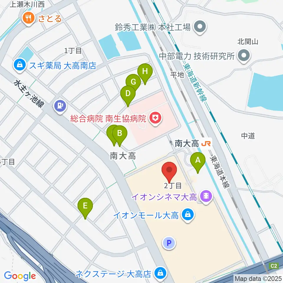 島村楽器 イオンモール大高店周辺の駐車場・コインパーキング一覧地図