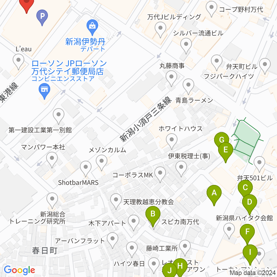 島村楽器 新潟ビルボードプレイス店 周辺の駐車場・コインパーキング一覧地図