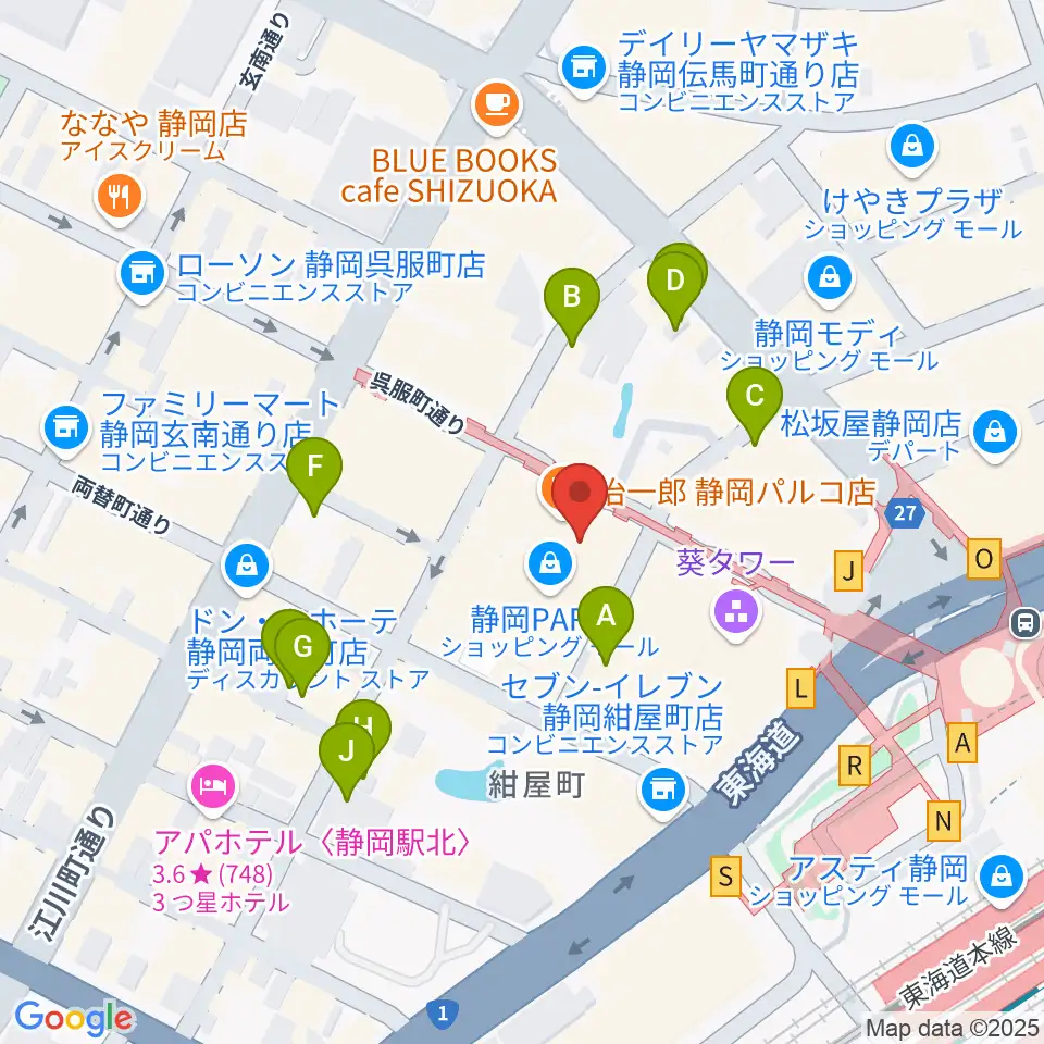 島村楽器 静岡パルコ店周辺の駐車場・コインパーキング一覧地図