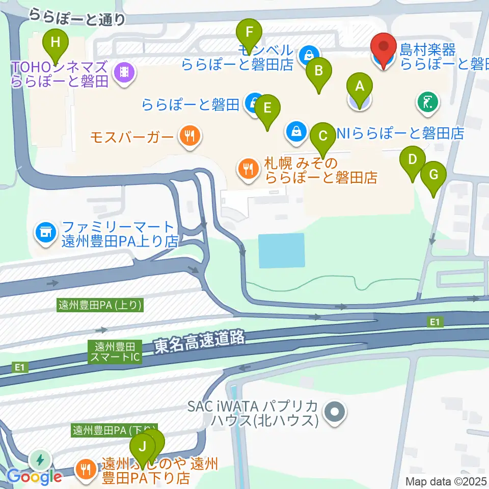 島村楽器 ららぽーと磐田店周辺の駐車場・コインパーキング一覧地図