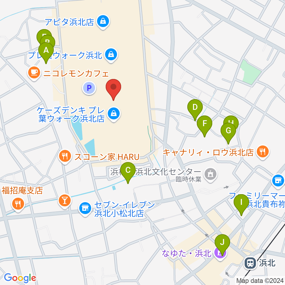 島村楽器 プレ葉ウォーク浜北店周辺の駐車場・コインパーキング一覧地図