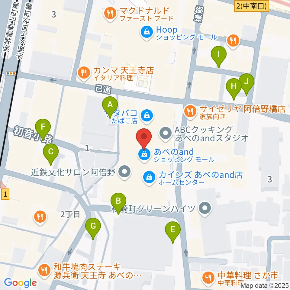 島村楽器 あべのand店周辺の駐車場・コインパーキング一覧地図