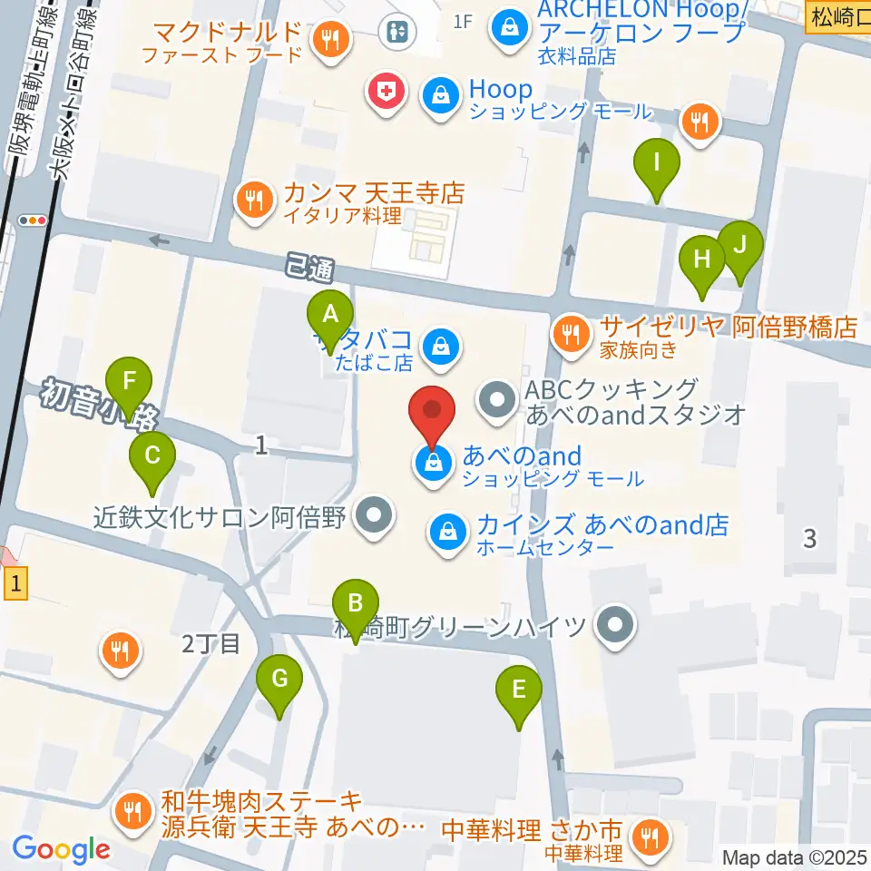 島村楽器 あべのand店周辺の駐車場・コインパーキング一覧地図