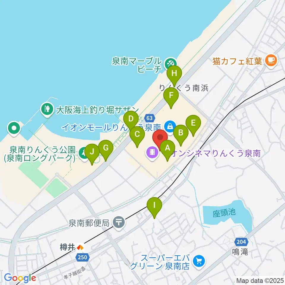 島村楽器 イオンモールりんくう泉南店周辺の駐車場・コインパーキング一覧地図