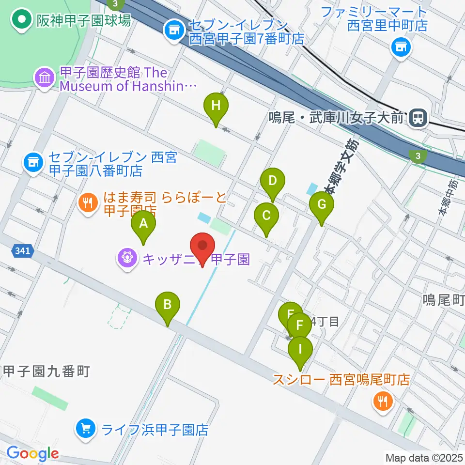 島村楽器ららぽーと甲子園店周辺の駐車場・コインパーキング一覧地図