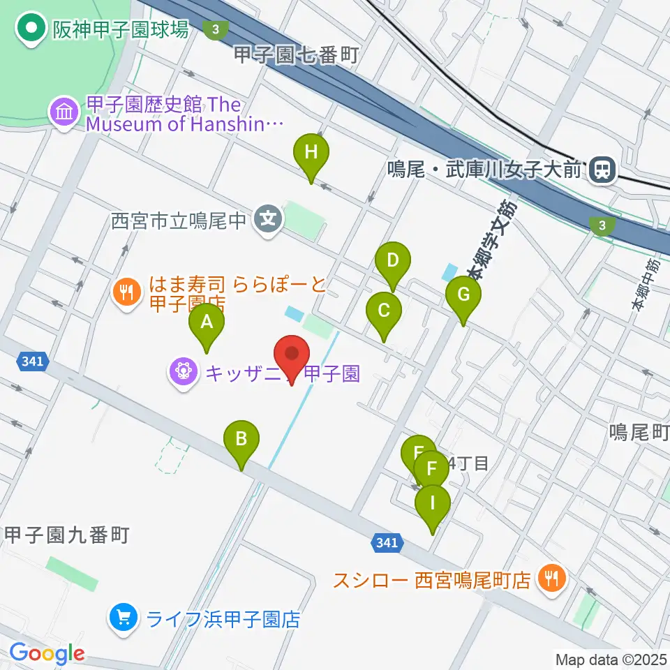 島村楽器ららぽーと甲子園店周辺の駐車場・コインパーキング一覧地図