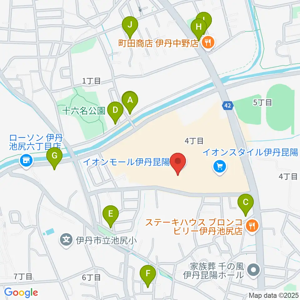 島村楽器 イオンモール伊丹昆陽店周辺の駐車場・コインパーキング一覧地図